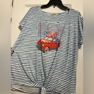 Simply Southern Striped Tee with Red Truck Design